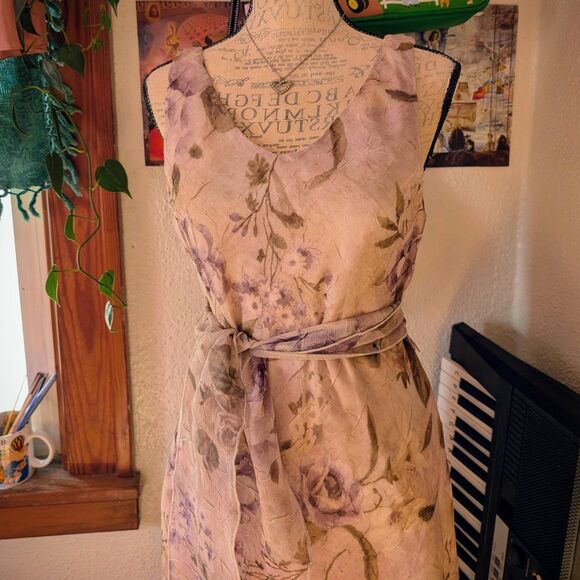 connected apparel Dresses & Skirts - Floral Grunge 1990s Vintage Pastel Purple Dress